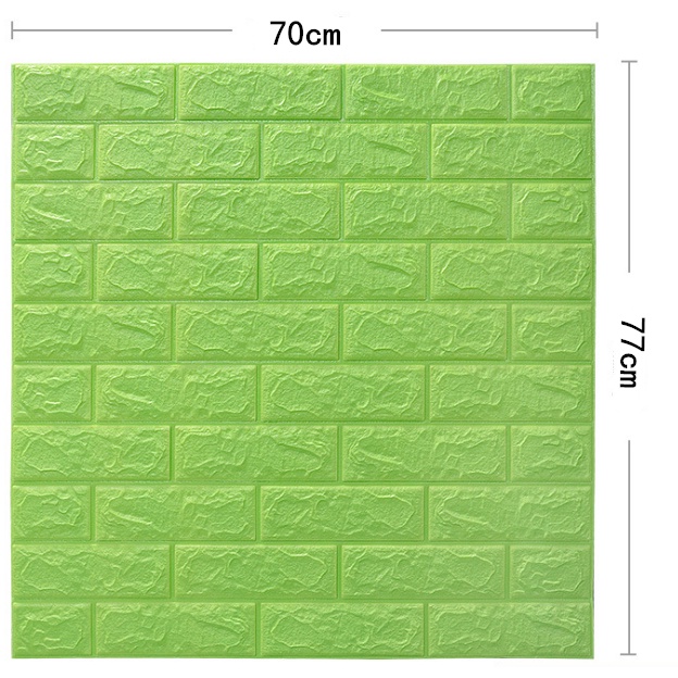 Big Size 70x77cm Wallpaper Dinding 3D ​Motif Batu Bata Putih Sticker Dinding Dekorasi Kamar ​murah Perekat Diri-ZW-4 Hijau（ 70x77cm）
