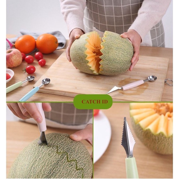 Pisau Buah Ukir Hias Bulat 2 Sisi Fruits Carve Knife Stainless Steel Fruit