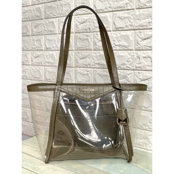 Michael Kors Whitney Clear Large Tote - Olive