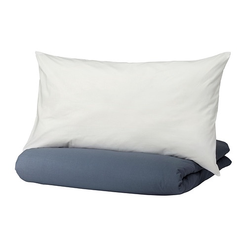 STRANDTRIFT - SARUNG DUVET DAN SARUNG BANTAL WARNA BIRU TUA PUTIH