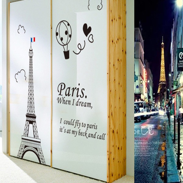 RELIZA Wall Sticker / Stiker Dinding MENARA EIFFEL PARIS HITAM SILUET BALON UDARA AY9132A