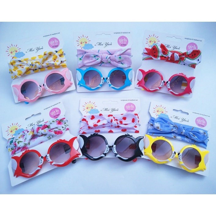 Bandana Bayi Kacamata Anak perempuan Headband baby pita rambut bando Set 2in1 fashion korea import ak40