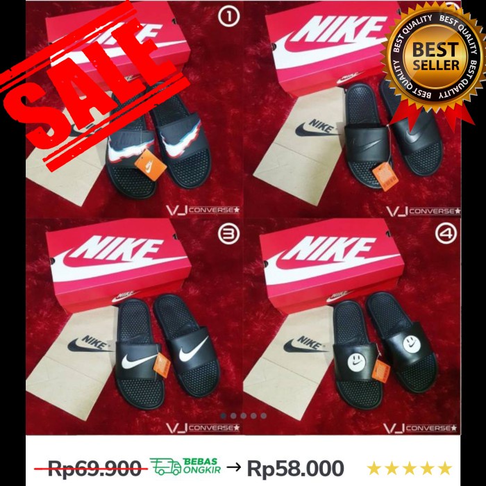 

BISA BAYAR DITEMPAT Sandal Nike Slides Benassi Swoosh Smile Black White BNIB + Paperbag - VARIAN 2, 40