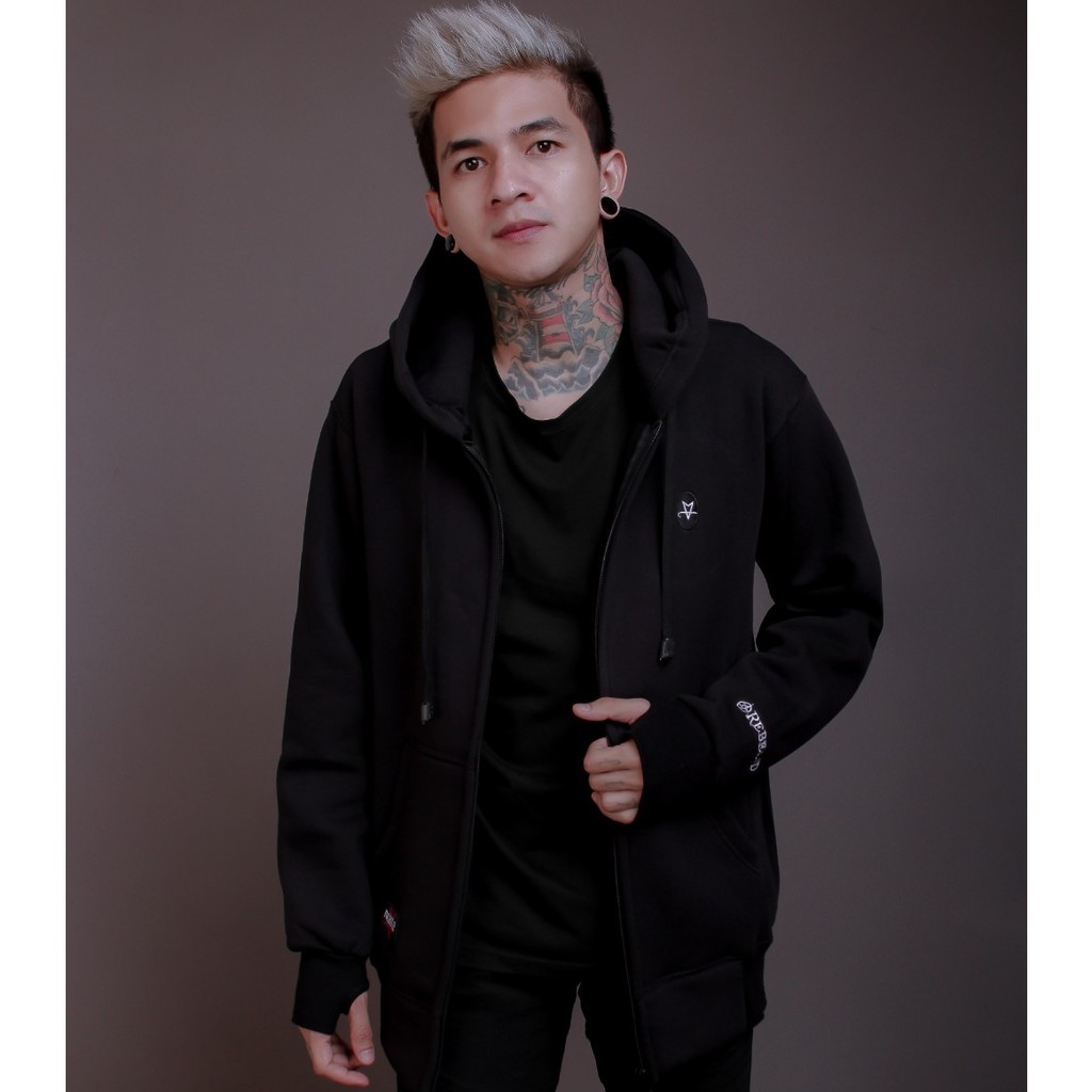 Jaket Hoodie Rebel Id Jaket Pria Jaket Katun Jaket Zipper Jaket Finger