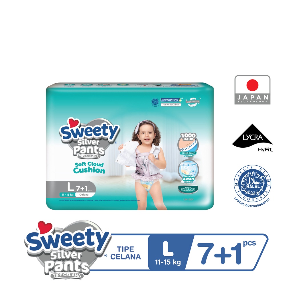 Promo Harga Sweety Silver Pants L7+1 8 pcs - Shopee