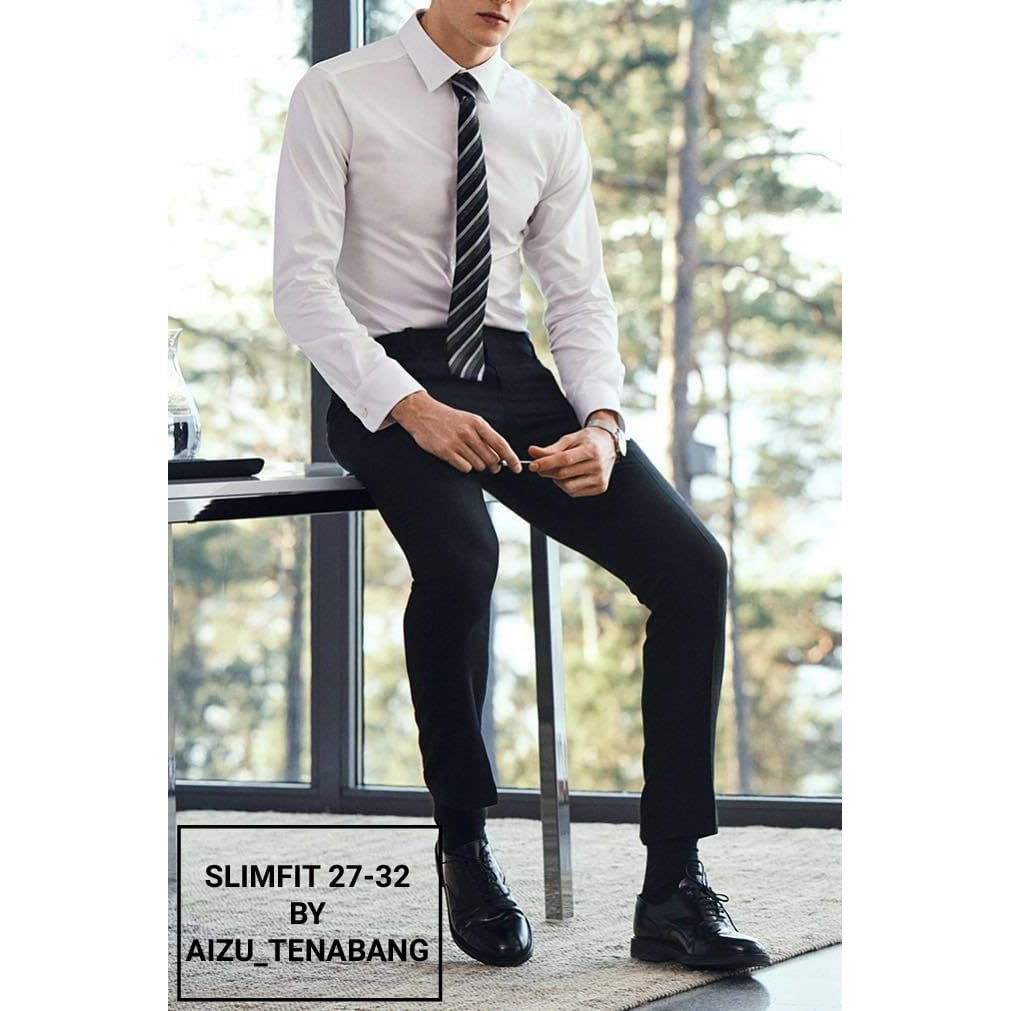 CELAN KANTOR FORMAL PRIA SLIMFIT BAHAN TEFLON/CELANA SLIMFIT