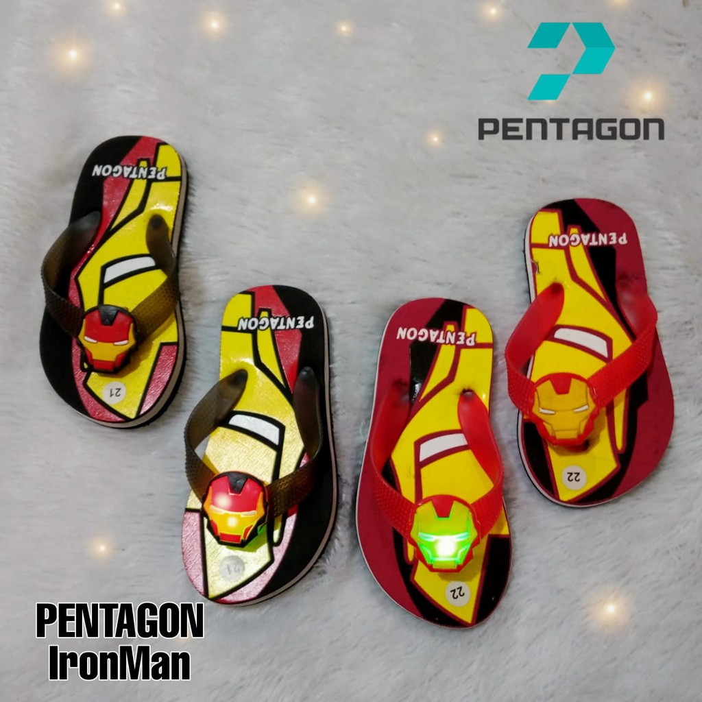  SANDAL  LED ANAK  LAKI LAKI IRON MAN NYALA  LUCU MURAH 