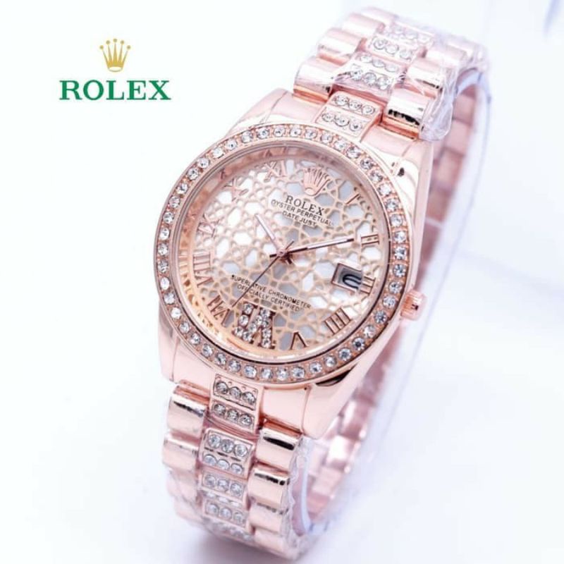Jam Tangan Wanita Rolex Datejust Diamond Super Mewah Rosse Gold - Jam Tangan Rolex Diamond
