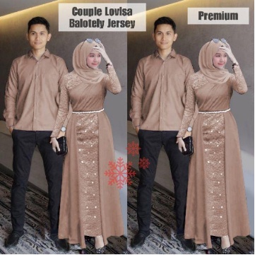 Setelan Baju Couple Gamis Koko Muslimah Maxy Dewasa Simple Kekinian Modis Pesta Kondangan Lebaran 20
