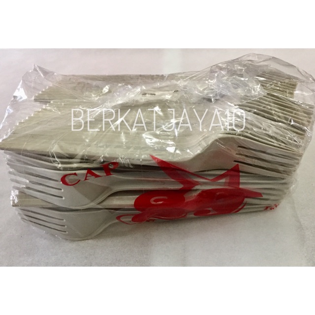 Garpu Makan Plastik warna cream isi 100pcs