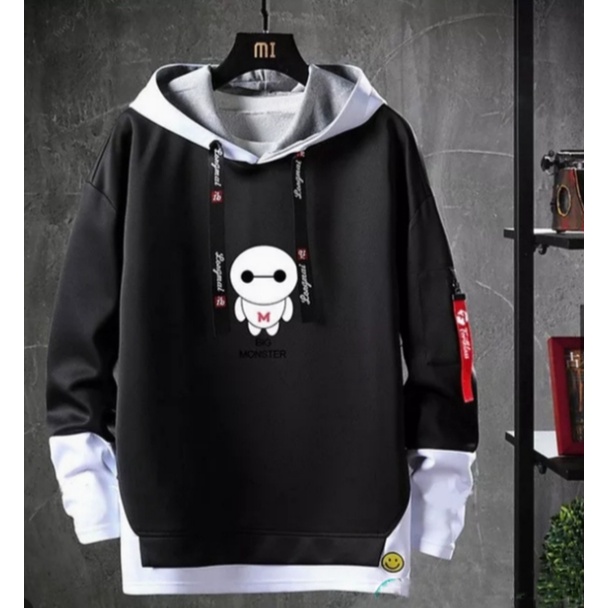 Sweater Hoodie Big Monster pria Jaket Sweter Ciput kupluk wanita korea kpop style
