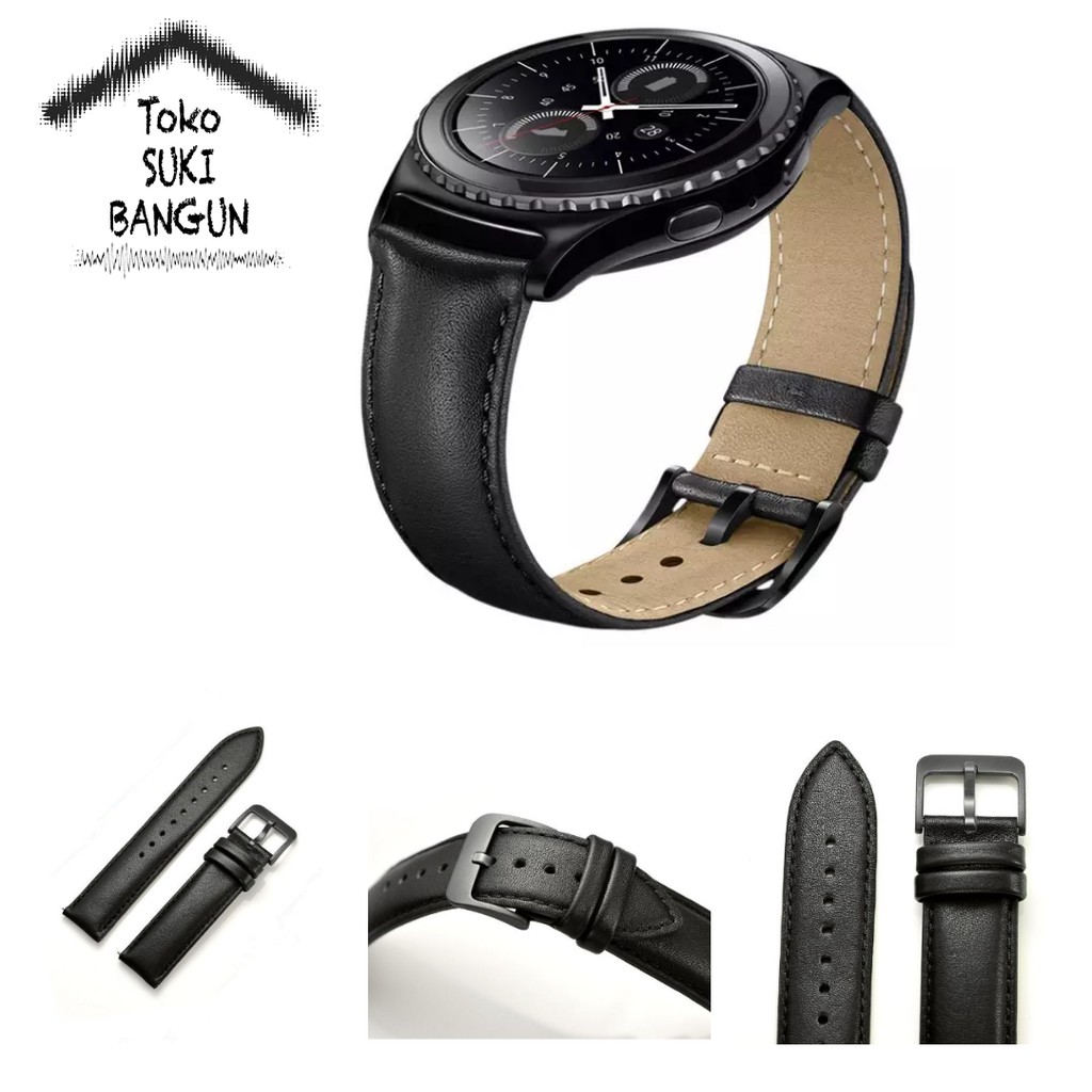 TALI JAM 20mm Leather PLAIN Buckle BLACK Kulit Watch Strap