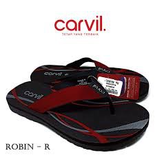 PROMO SPECIAL Carvil Robin Black Red Size 38-43 / Sandal carvil jepit / Sandal Casual Original