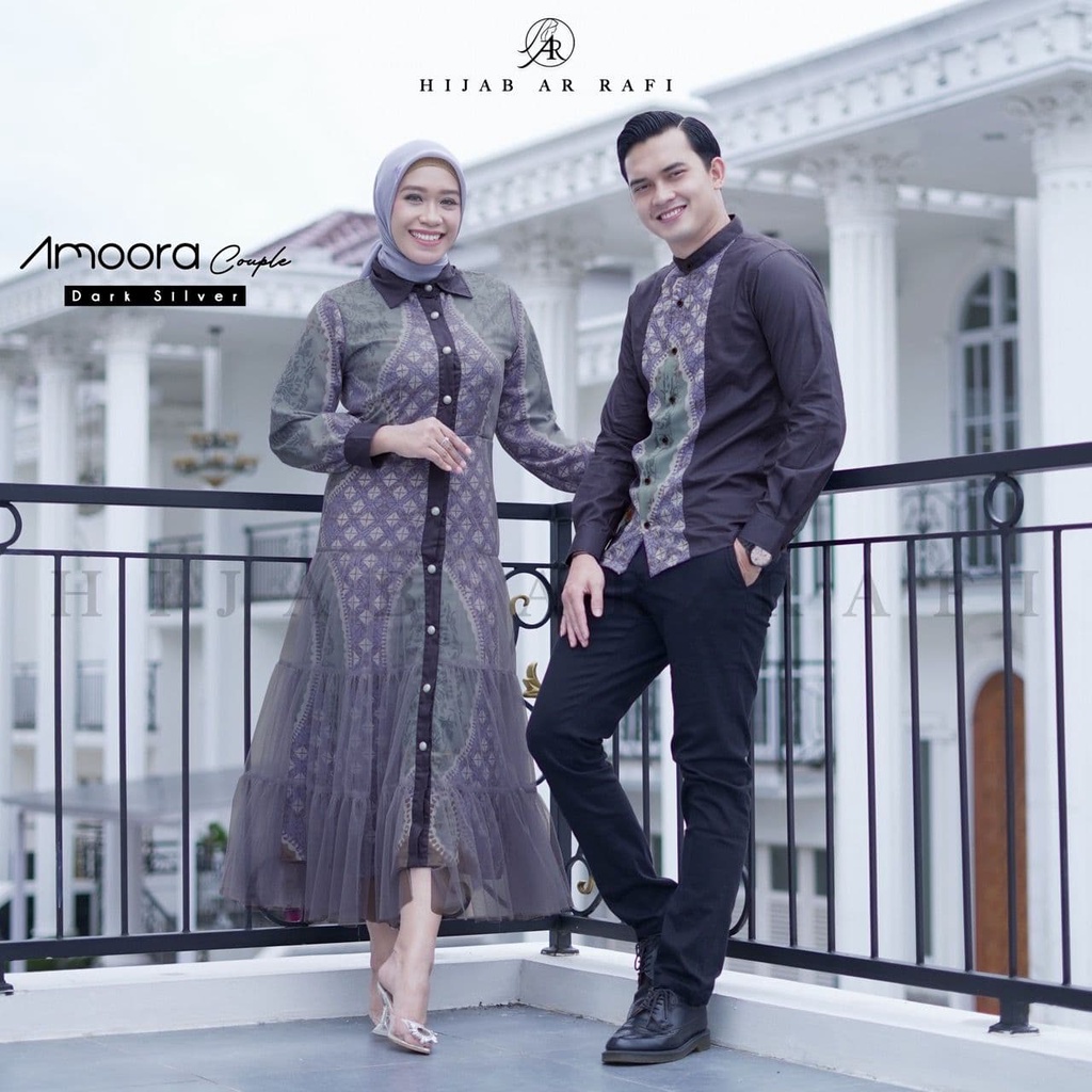 Dress Terusan Wanita Amoora Dress Arrafi Motif Mix Polos Ejamas Hijab Store