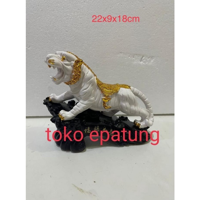 Rovern Patung Shio Harimau Putih/ Patung Macan Putih 22 Cm Resin 028