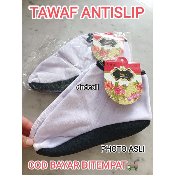 Dndcoll- KAOS KAKI TAWAF ANTI SLIP BLUDRU/SEPATU TAWOF EMBOSS-6