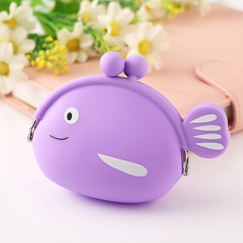 ☀ INDOLAND ☀ D029 Dompet Koin karakter motif ikan Lucu Jelly Silicone wallet Coin Pouch Anti Air cod