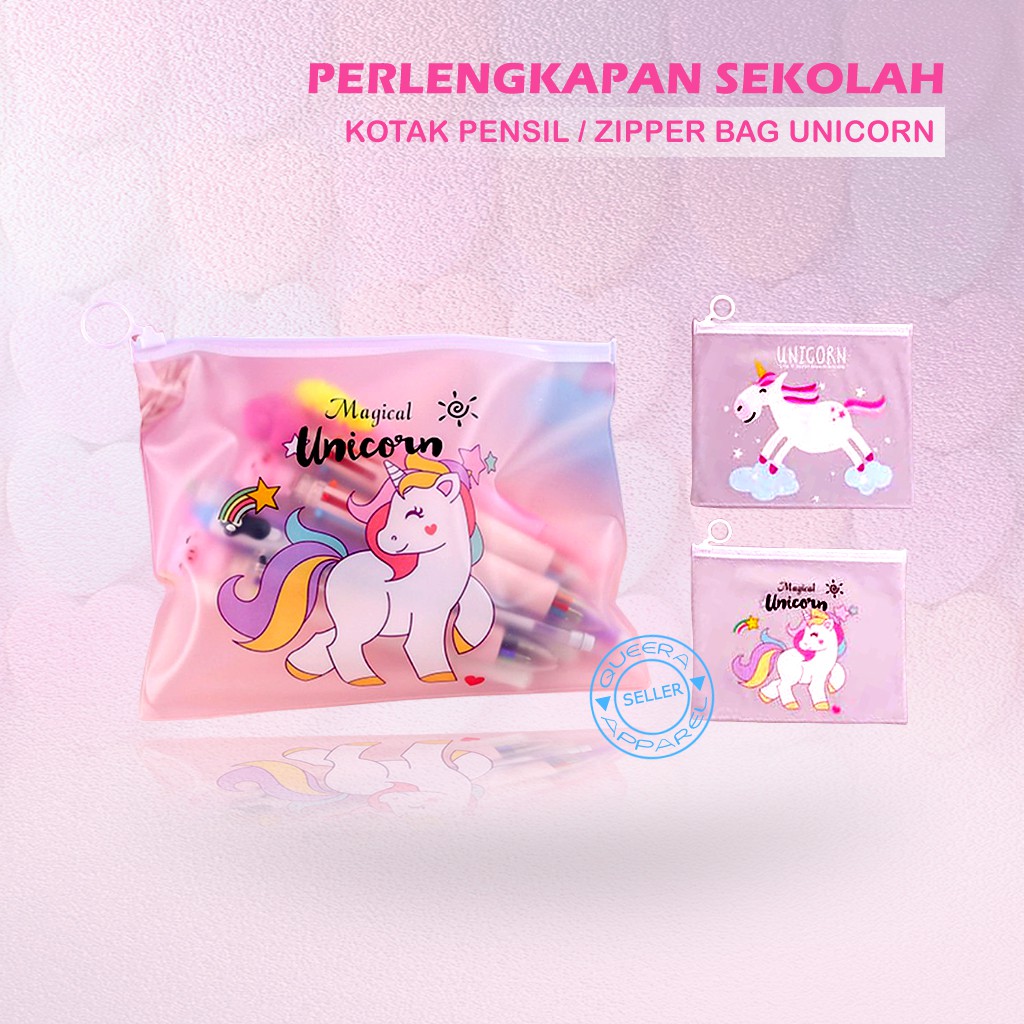 

Tempat Alat Tulis & Kantor / Kotak Pensil Murah Zipper Bag Unicorn