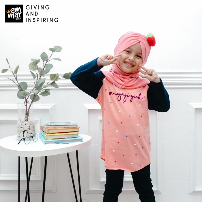 (BISA COD) AMMAR KIDS AR28 PRINCESS MUSLIMAH KAOS ANAK MUSLIM TSHIRT RAGLAN CEWEK - Ngaji Yuk, XS