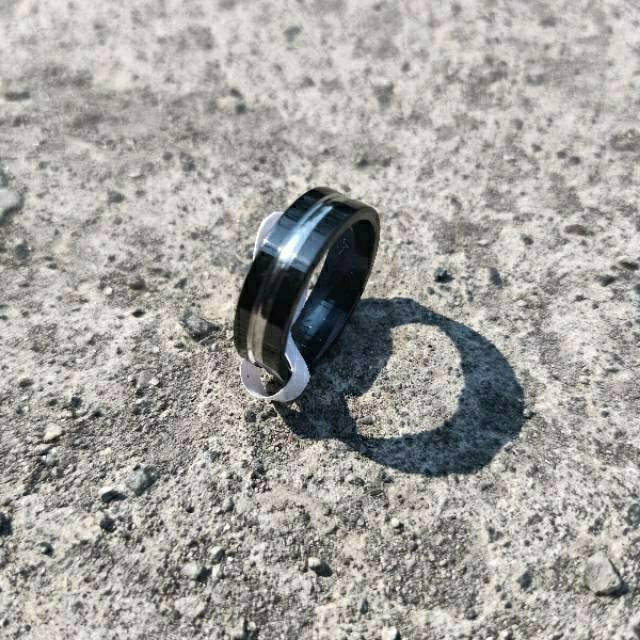 Cincin couple Hitam Titanium Stainless steel list dalam anti karat selamanya Ring Fashion