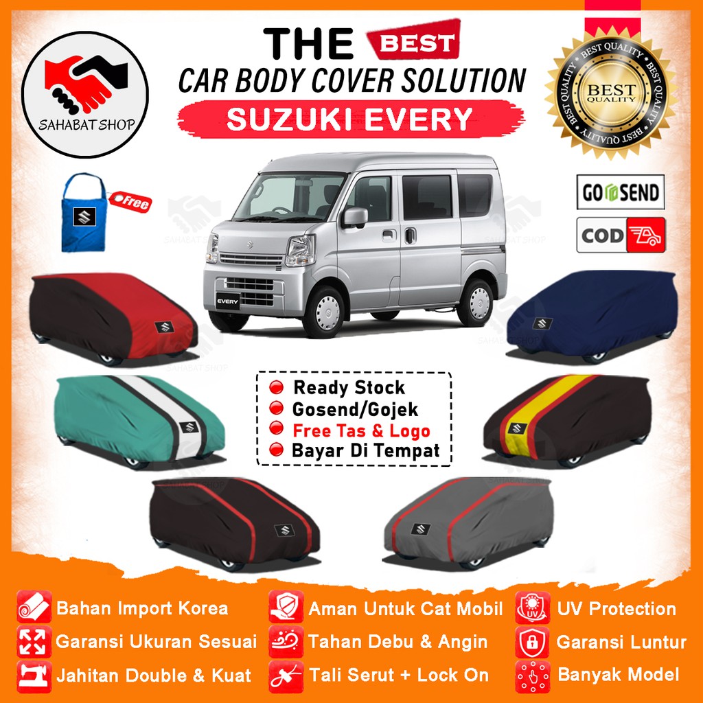 Sahabat Body Cover Mobil Every / Sarung Penutup Suzuki Every Outdoor / Mantel Jas Tutup Pelindung Kerudung Kelambu Tutupan Terpal Bungkus Jas Mantol Pembungkus Kerodong Mobil Every Waterproof Anti Air Model Orange