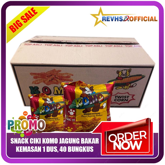 Jual Snack KOMO Rasa Jagung Bakar, Snack Makanan Ringan Kemasan 1 Dus ...