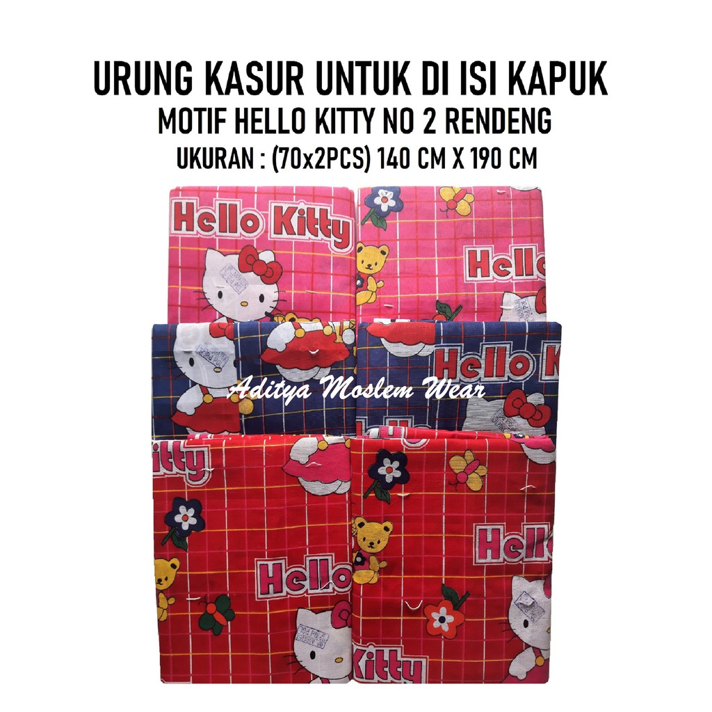 URUNG KASUR KAPUK NO 2 RENDENG 140X200 CM MOTIF HELLO KITTY SARUNG KASUR ISI KAPUK KULIT KASUR KAPUK