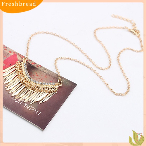 [TERLARIS]Women's Golden Color Tassels Pendent Rhinestone Choker Long Chain Party Necklace
