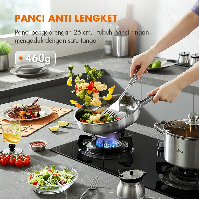 Gaabor Panci Set 3 Item Panci Sop Panci Susu Wajan Penggorengan Anti Lengket Panci bisa untuk kompor Induksi / GS-S828A