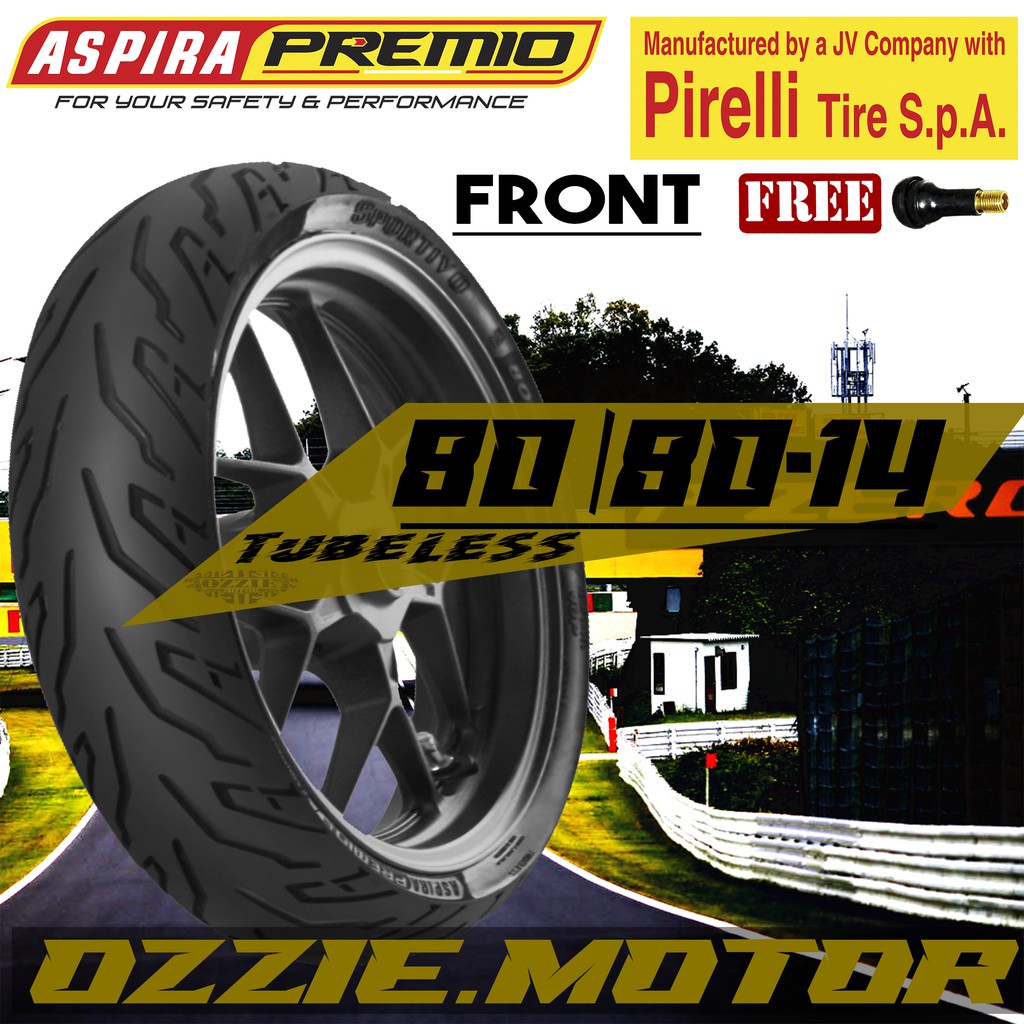 ASPIRA PREMIO SPORTIVO 80 80 - 14 FRONT BAN MOTOR MATIC MIO BEAT VARIO SCOOPY SPACY XRIDE TUBELESS