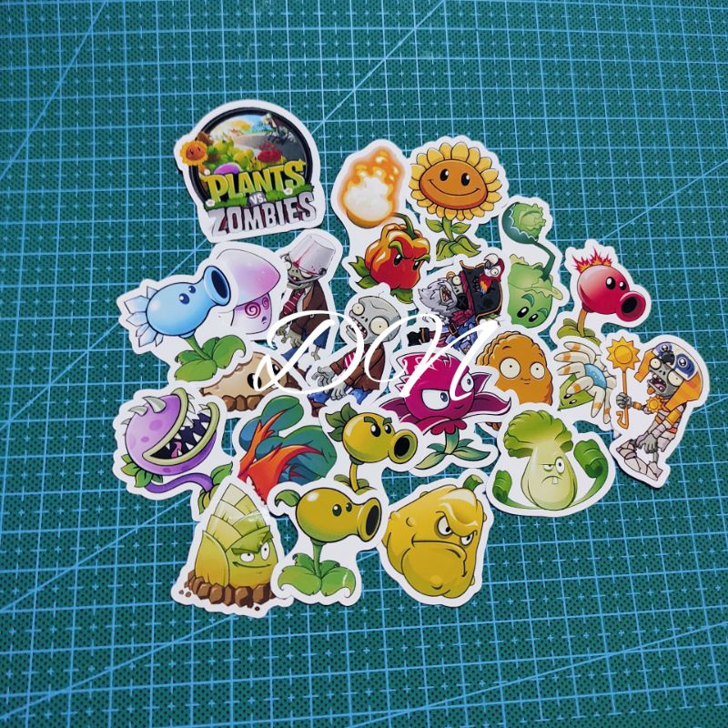 

isi 28 pcs stiker plant vs zombe karakter game sticker aksesoris kertas glossy