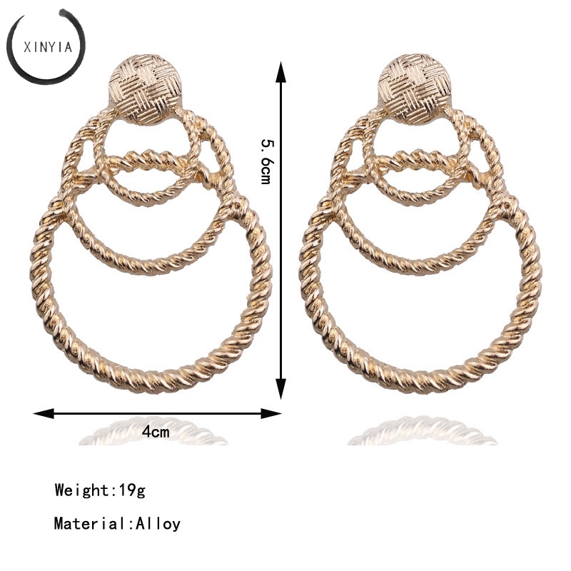 [Bayar Di Tempat] Anting Bulat Multi-layer Retro