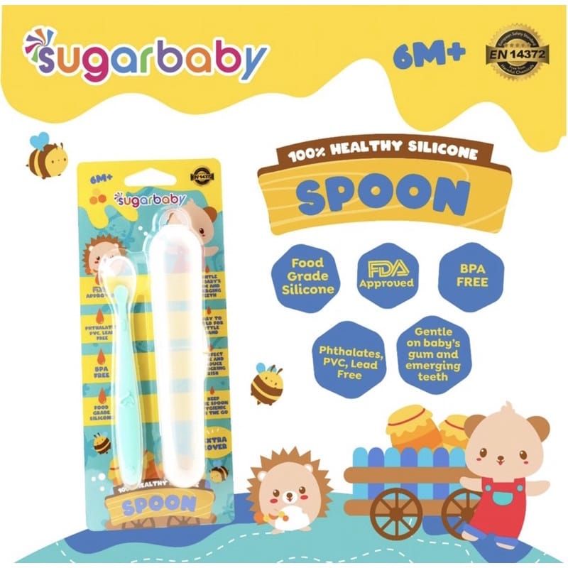 Sugar Baby Healthy Silicone Spoon ( With Cover ) - Sendok Makan Anak