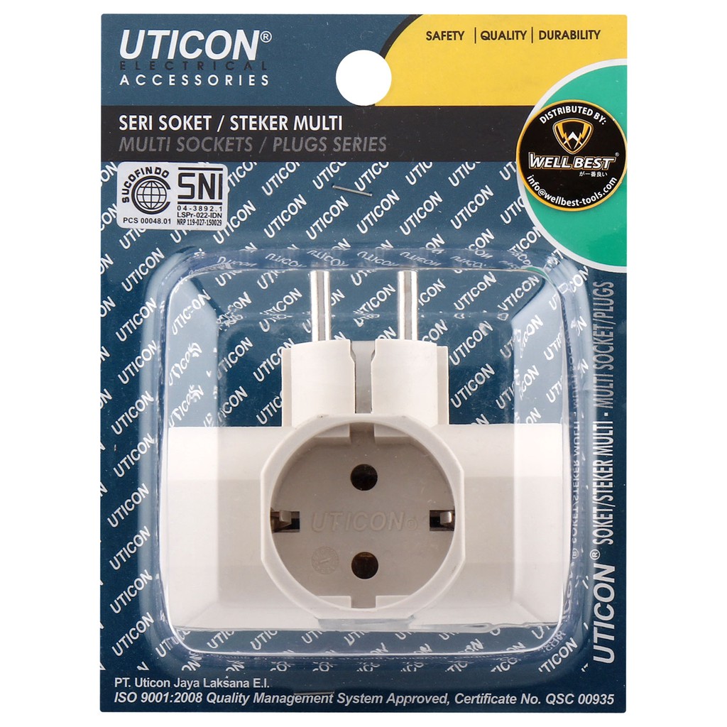 Uticon Steker T arde 3 Way Socket With Grounded Plug