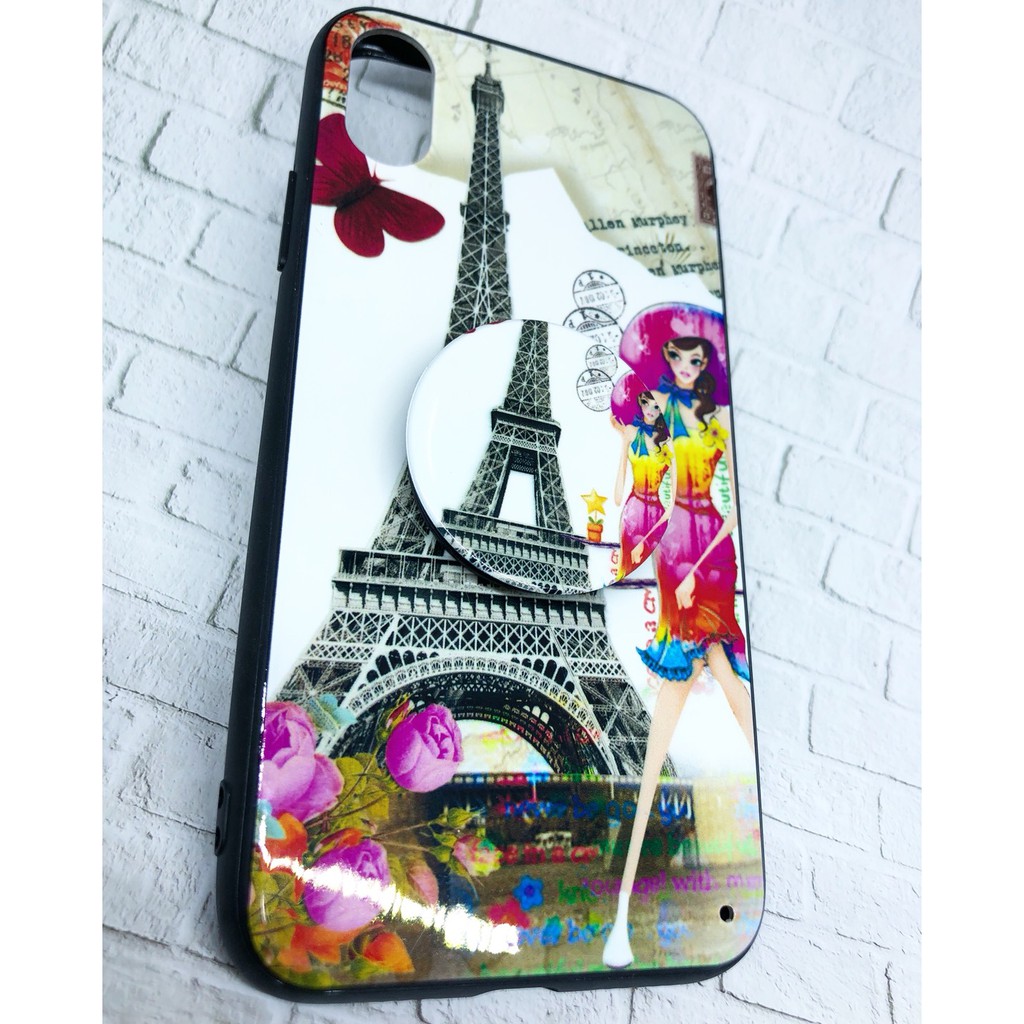 Hardcase Fuze Casing Iphone X/ Xs Paris + POP socket Kilat Glossy Moon Kaca Fuze