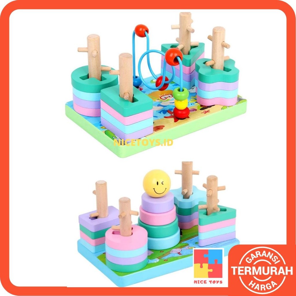 Insert Shape Pastel Matching Game Anak Mainan Balita Pastel Wire Game Wooden Toys Mainan Kayu Sensory Toys Matching Shape Mainan Montessori Anak