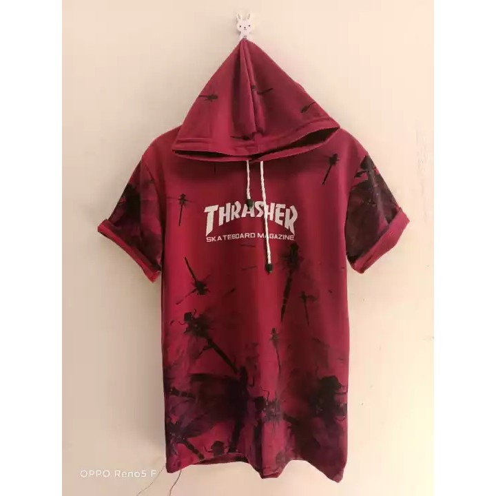 Baju Hoodie Distro Lengan Pendek Pria Korea MatchAfashion Thrasher/ Baju Lengan Pendek Cowo Korea