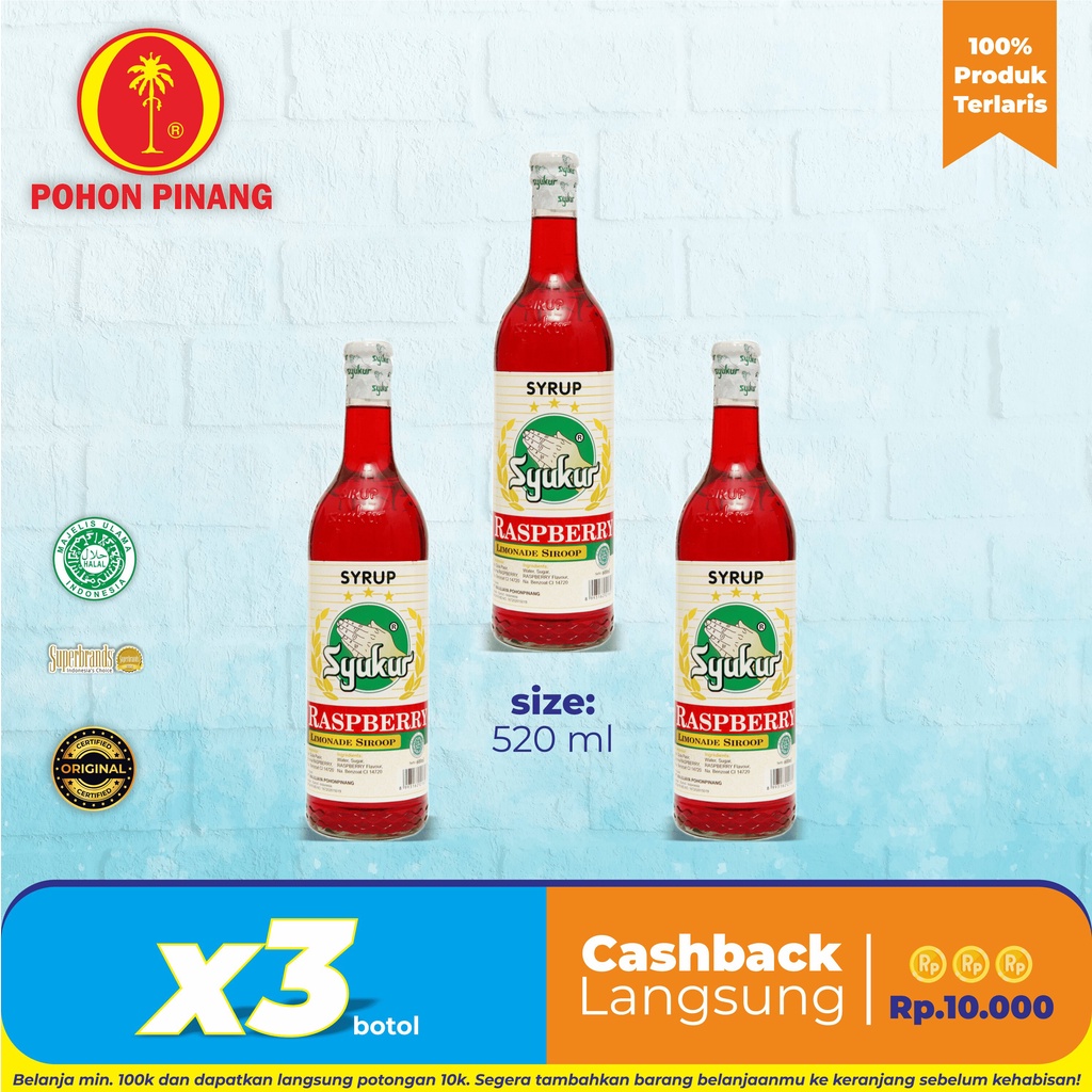 

Pohon Pinang (3 botol) Syrup Syukur Raspberry 600ml