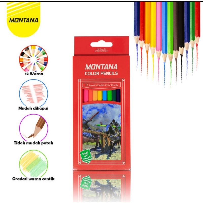 Pensil Warna 12 pcs warna Color Pencil Rainbow Mewarnai