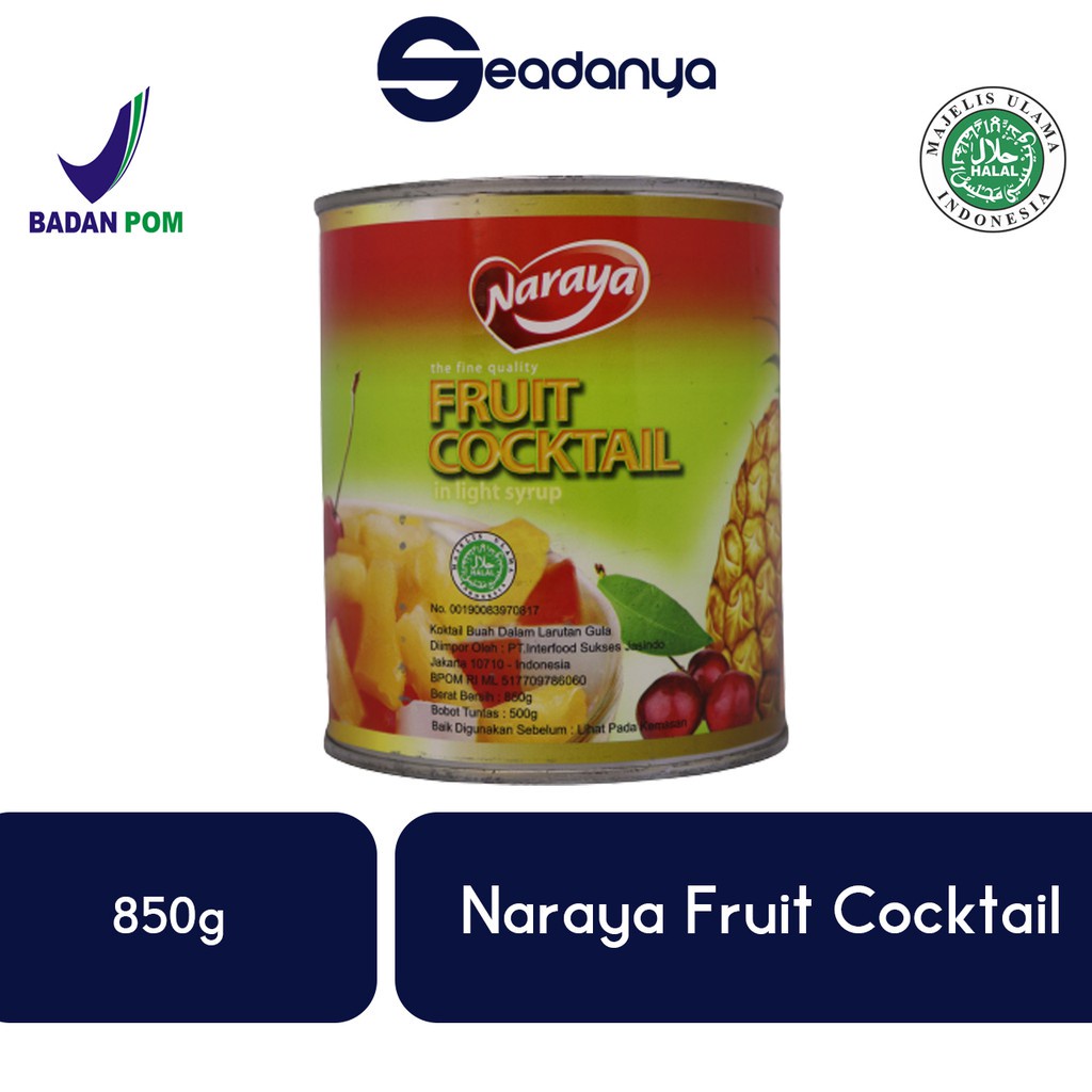 

Naraya Fruit Cocktail - Buah Campur Segar - Mixed Fruit 850g - Halal MUI & BPOM