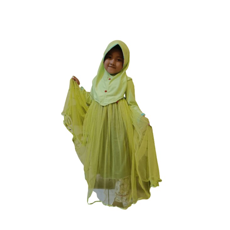 GAMIS TUTU ANAK SET HIJAB / GAMIS ANAK PEREMPUAM / PAKAIAN MUSLIM ANAK PEREMPUAN
