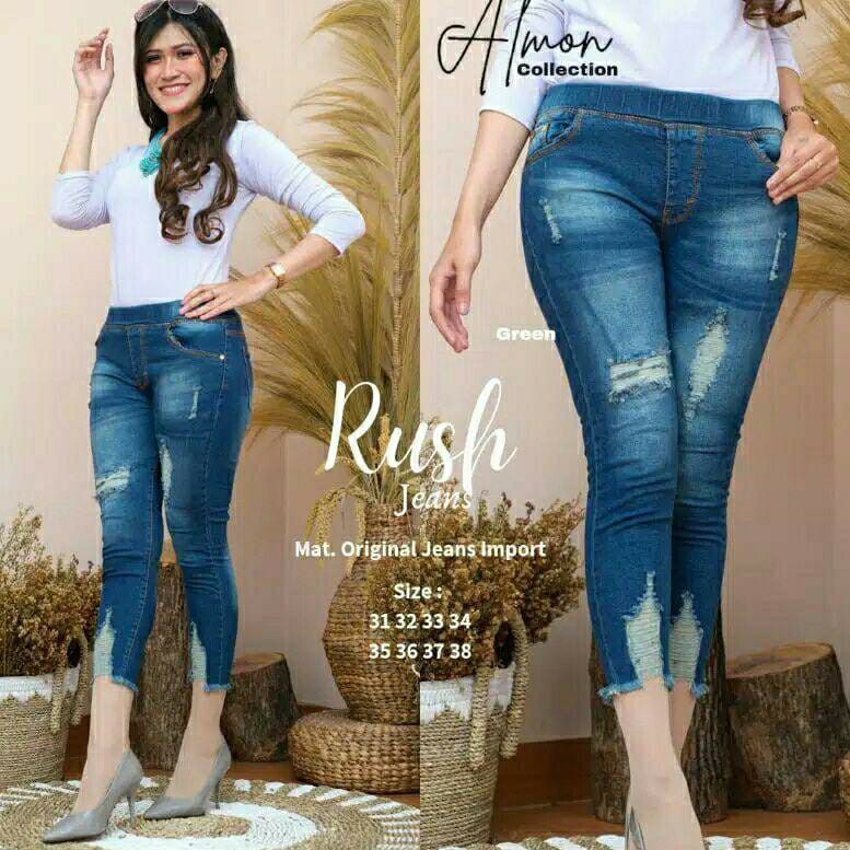 SIZE 28-42!! RUSH JEANS 7/9 VARIASI SOBEK KEKINIAN