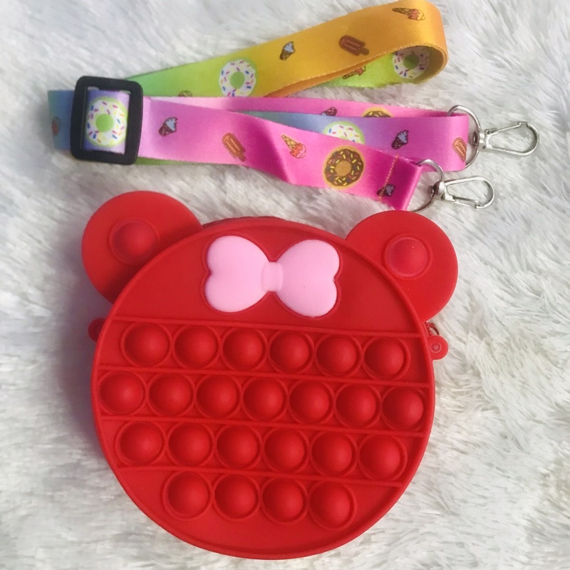 [BISA MENYALA] Tas Pop it LED Bisa Menyala Fidget Push Popit Mainan Pop it-Tas Miki Pink LED