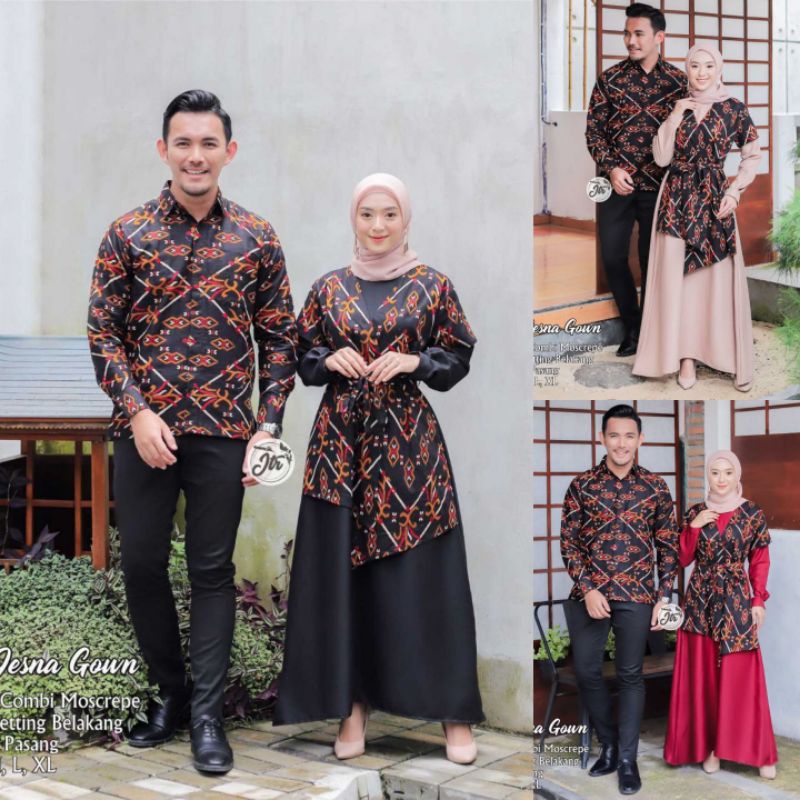 SET JESNA DRESS BUSUI ORI COUPLE KEMEJA PREMIUM / CUSTOM ANAK & JUMBO / BAJU SERAGAM BATIK SARIMBIT 
