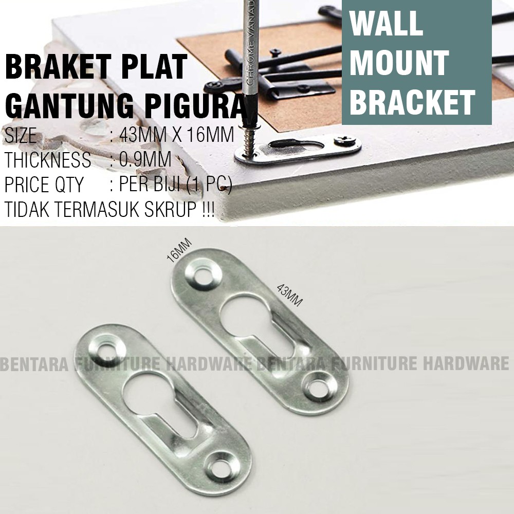 43MM BRAKET PLAT GANTUNG FOTO - 43MM X 16MM PHOTO FIGURA DINDING FRAME WALL MOUNT PIGURA