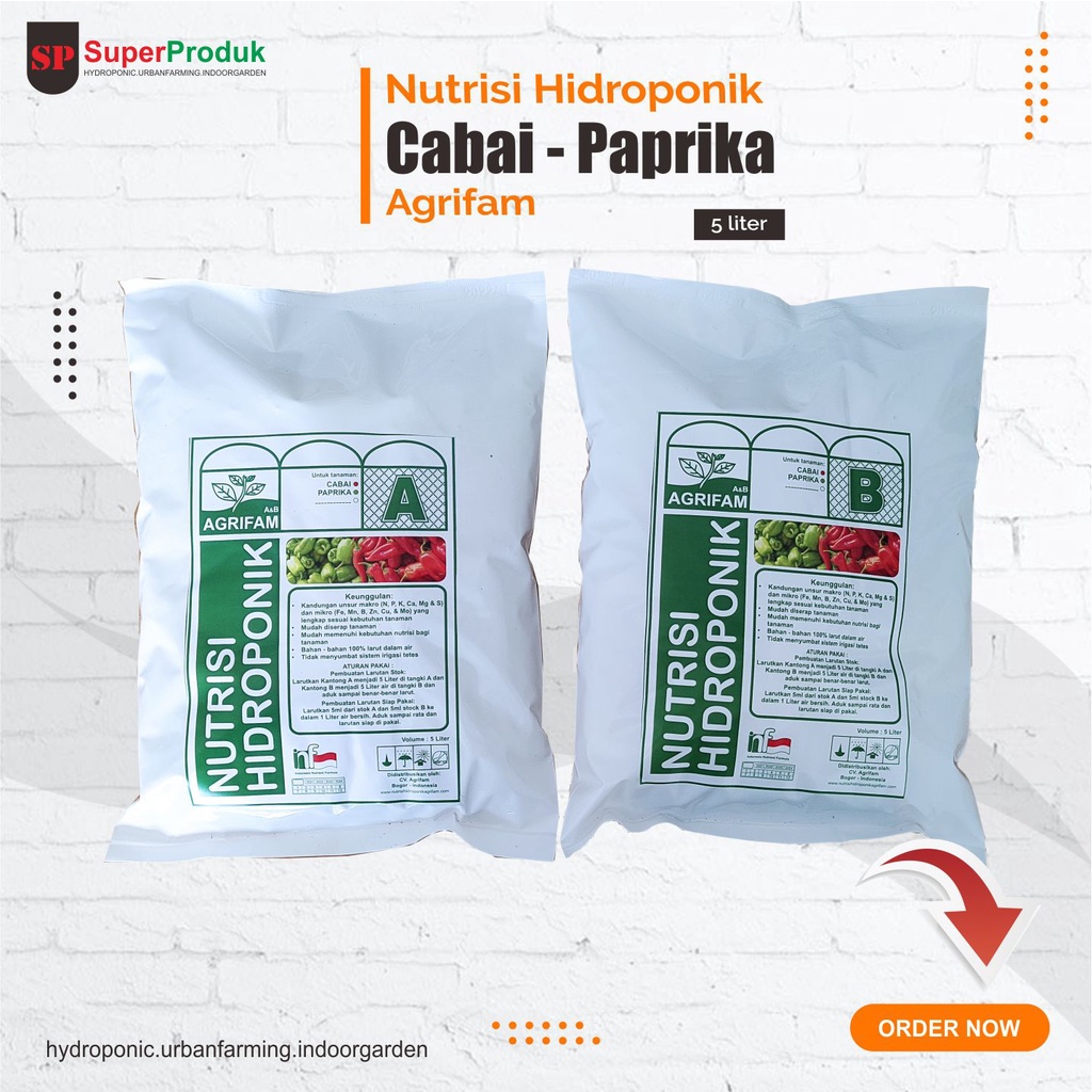 Nutrisi ab mix - ab mix hidroponik - Nutrisi Hidroponik cabai paprika 5 liter pekatan untuk 1.000 li