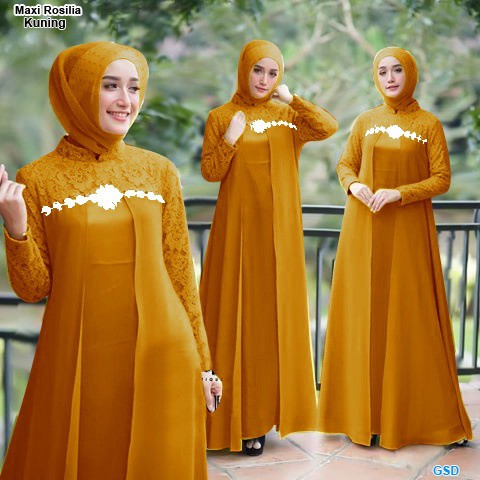 Maxi rosilia/gamis syari wanita muslim/maxi dress muslim brokat renda/longdress muslim pesta murah