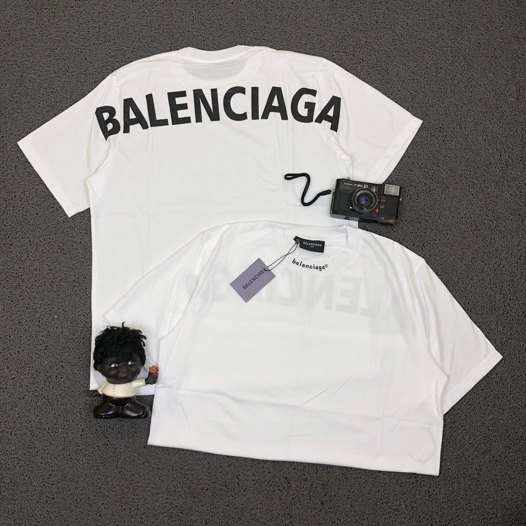 T SHIRT KAOS BALENCIAGA BACK FONT LOGO PUTIH AUTHENTIC PREMIUM BESTSELLER