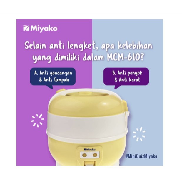 Rice Cooker / Magic Com Miyako 1Liter MCM-610 3in1 PROMO GARANSI