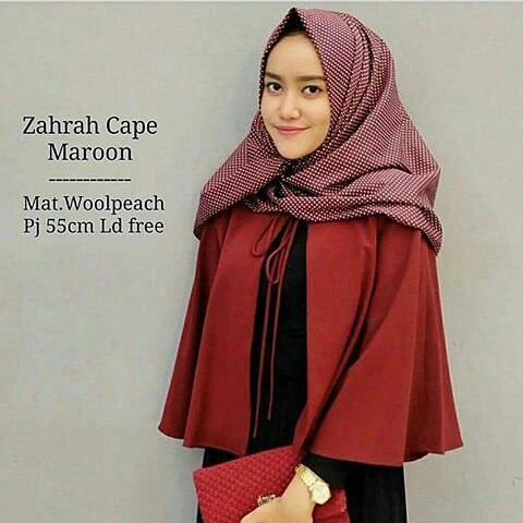 zahra cape maroon ( NEW DISC% )